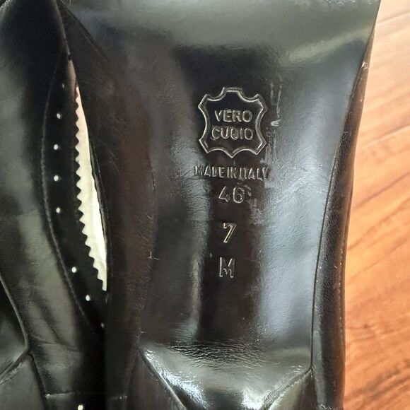 VTG Via Spiga Peep Toe Mary Jane’s Black White Ankle Strap Size 7M - Picture 3 of 13